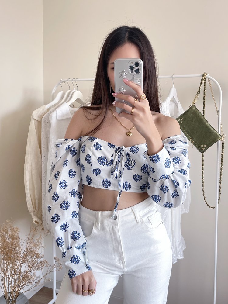 Dhiya Boho Crop Top / White