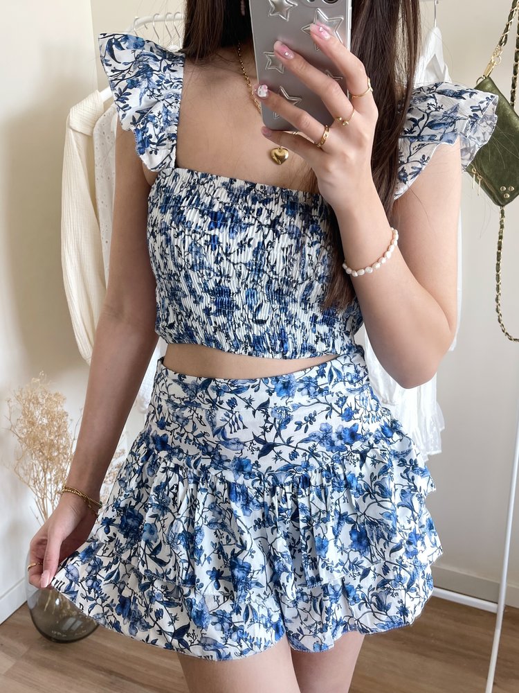 Lili Smock Crop Top /  Blue