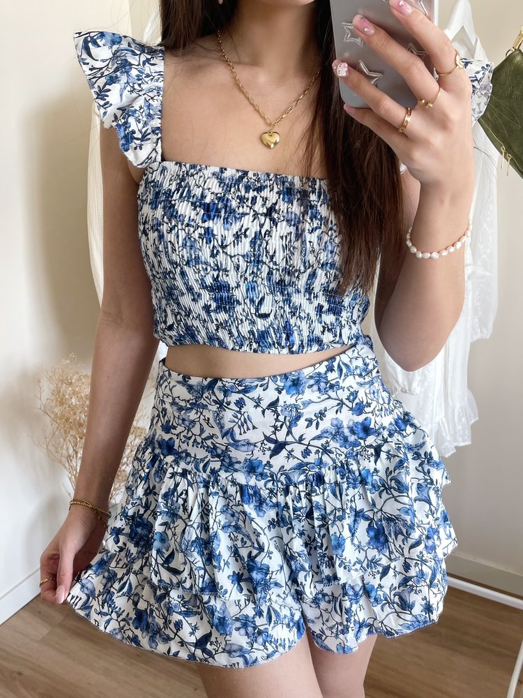 Lili Smock Crop Top /  Blue