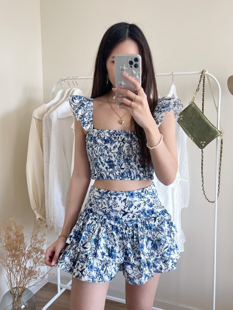 Lili Smock Crop Top /  Blue