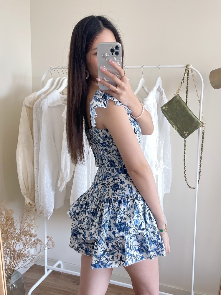 Lili Smock Crop Top /  Blue