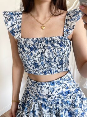 Lili Smock Crop Top /  Blue