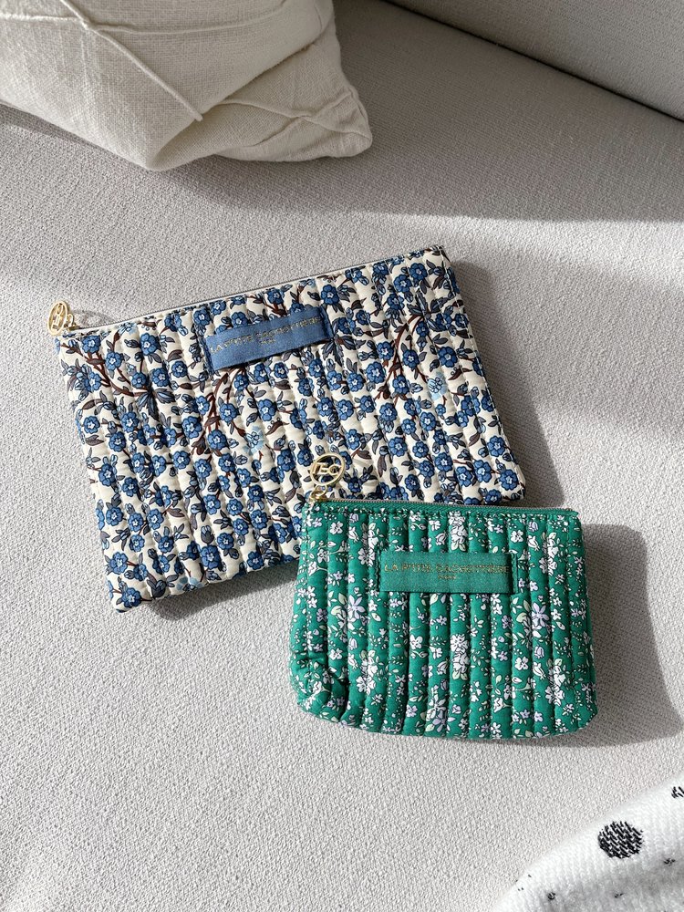 Lizzie Flower Pouch / Cream & Navy