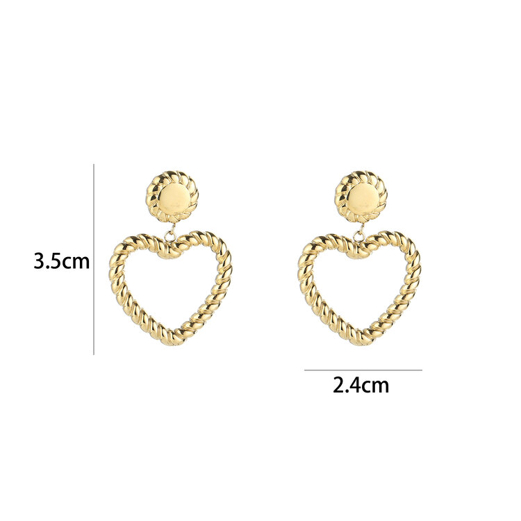 Gold Heart Twist Earrings