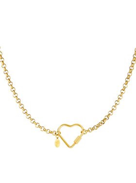 Gold Heart Lock Chain Necklace