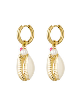 Gold Seashell Beads Earrings