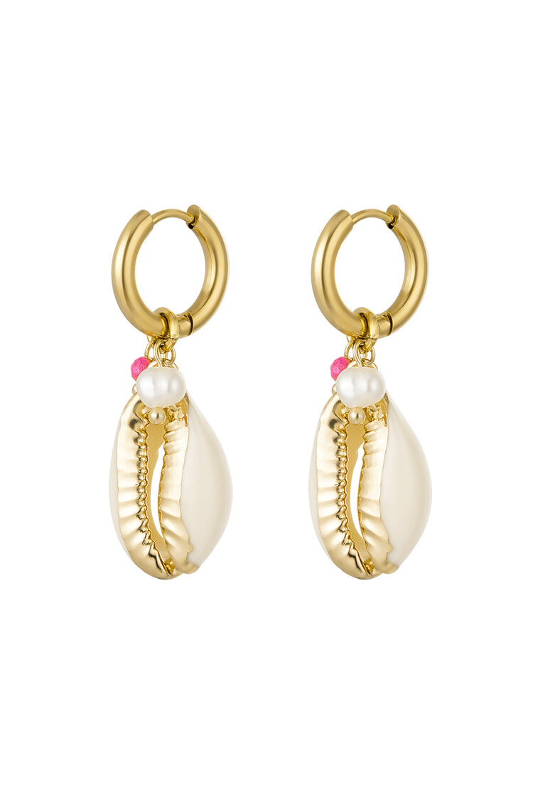 Gold Seashell Beads Earrings