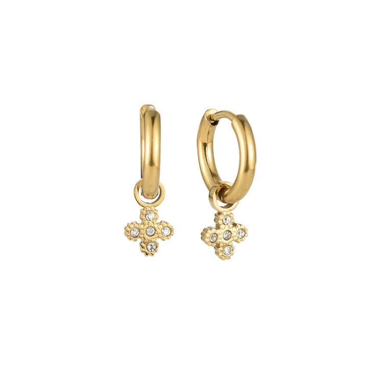 Gold Cross Sparkle Earrings