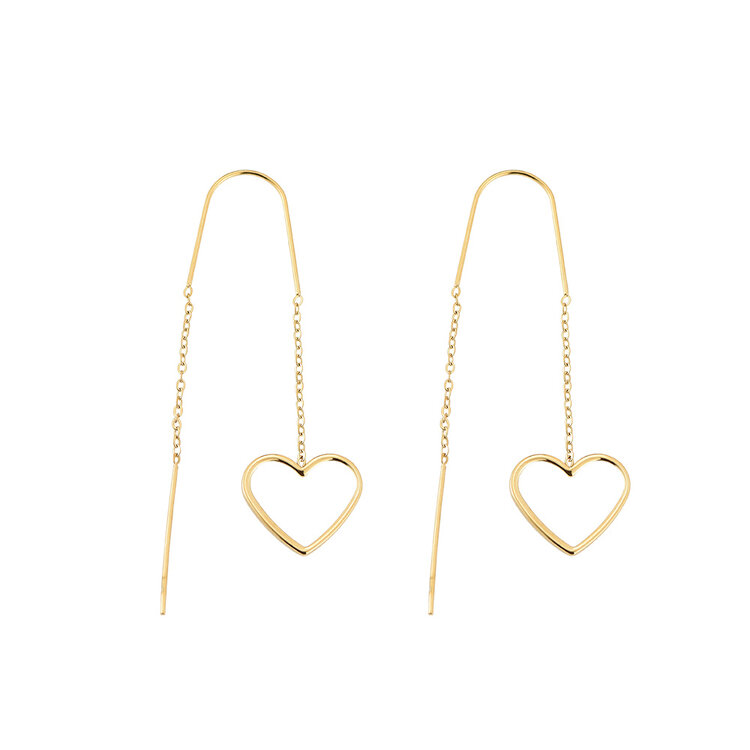 Gold Heartbeat Dangle Earrings