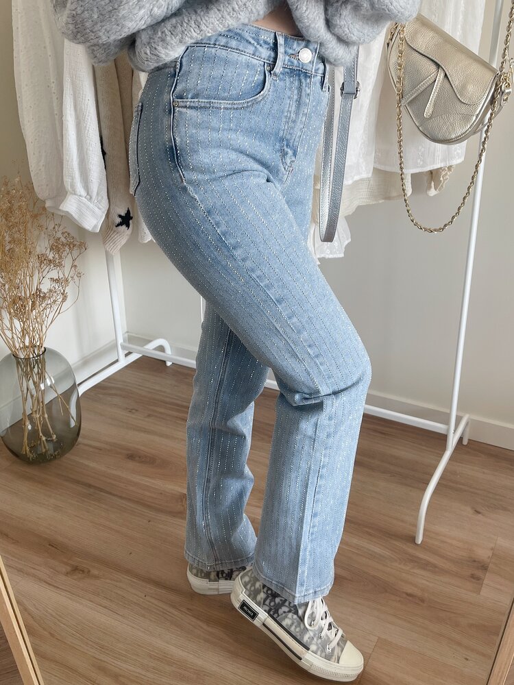 Sunni Sparkle Straight Leg Jeans / Blue