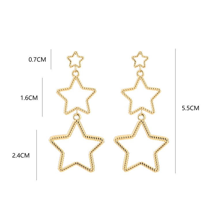 Gold Textured Star Earrings