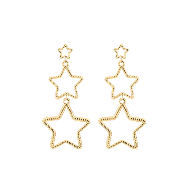 Gold Textured Star Earrings