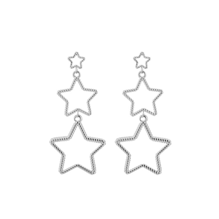 Silver Textured Star Earrings