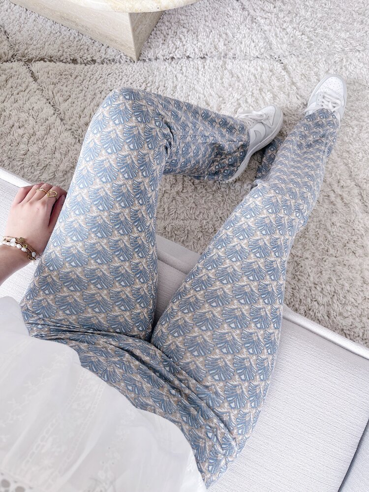 Aika Boho Flared Leggings / Blue