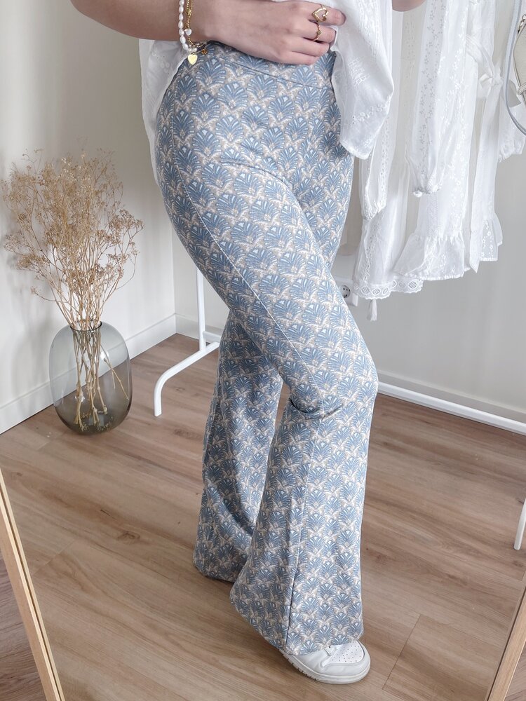 Aika Boho Flared Leggings / Blue