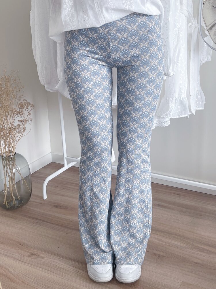 Aika Boho Flared Leggings / Blue