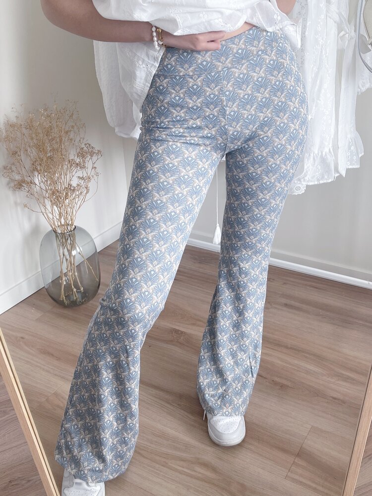 Aika Boho Flared Leggings / Blue
