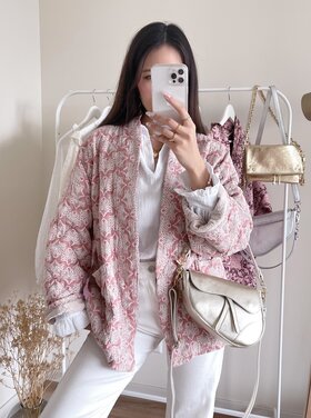Yeona Boho Quilted Jacket / Pink