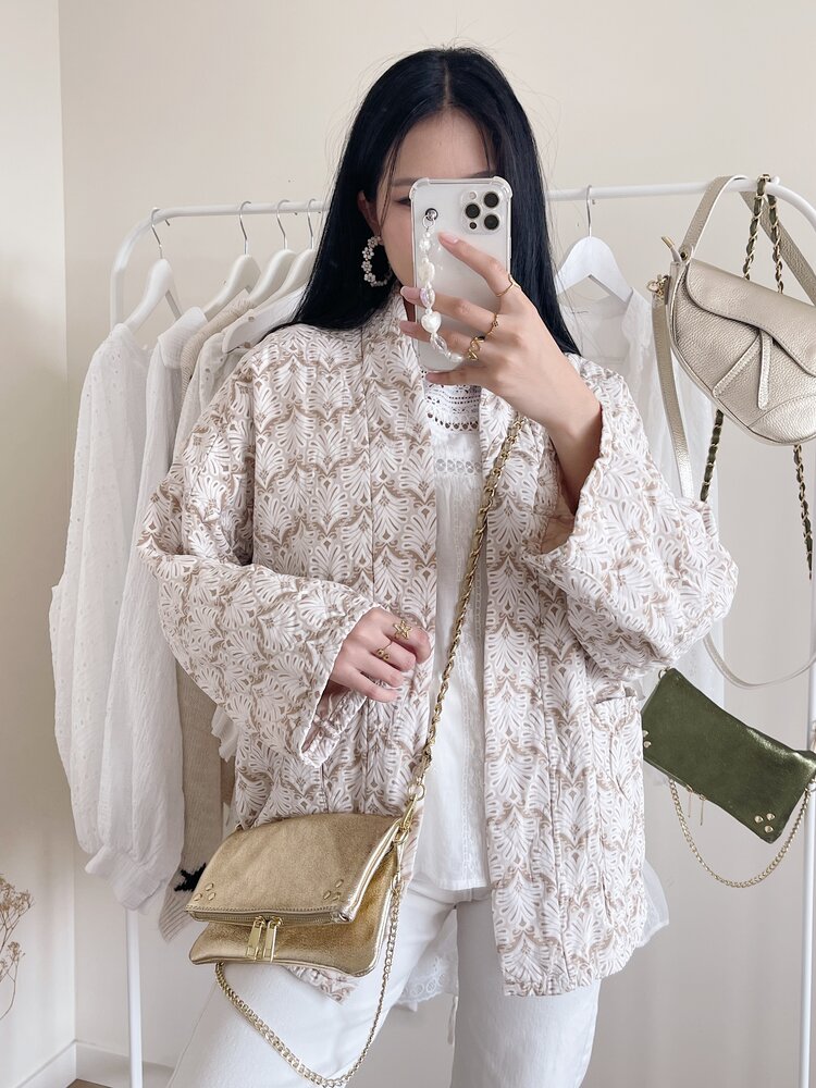 Yeona Boho Quilted Jacket / Beige