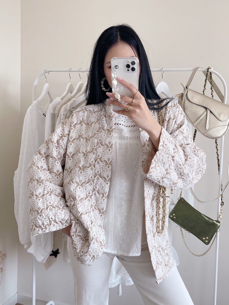 Yeona Boho Quilted Jacket / Beige
