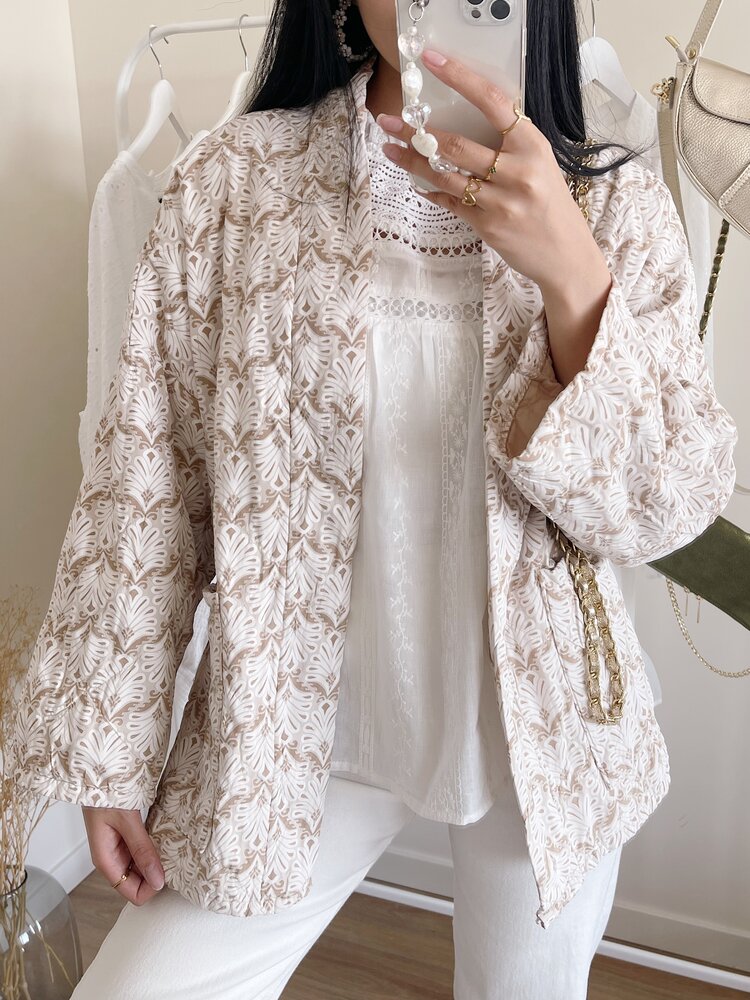 Yeona Boho Quilted Jacket / Beige