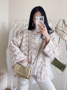 Yeona Boho Quilted Jacket / Beige