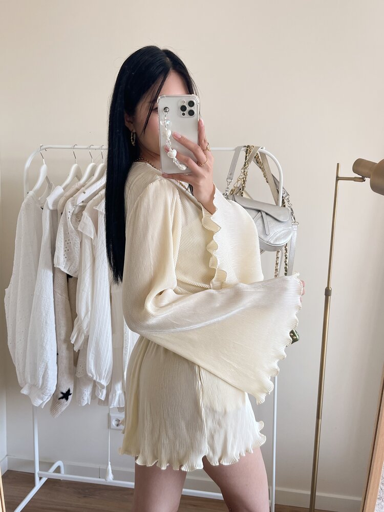 Isaura Pleated Playsuit / Cream
