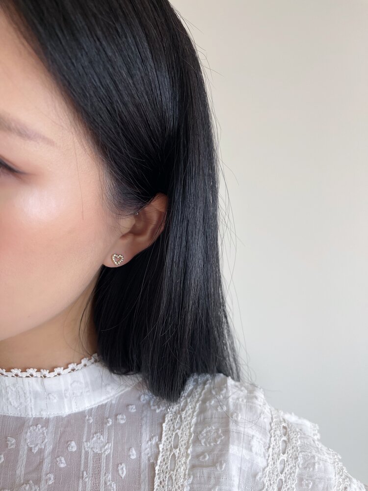 Gold Hollow Heart Stud Earrings