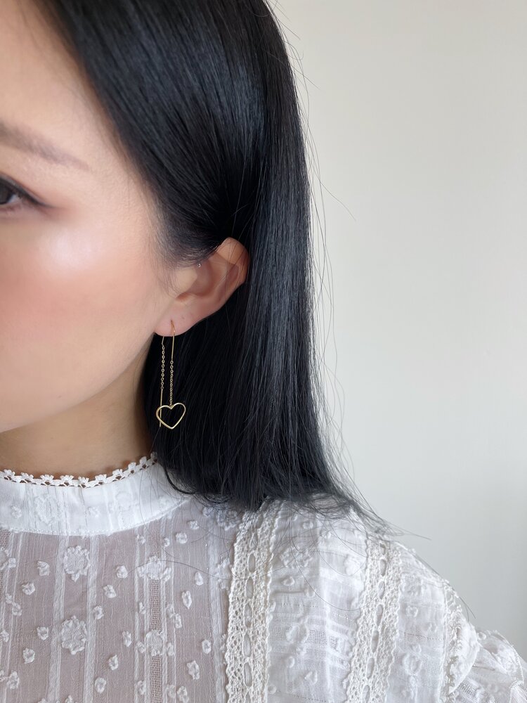 Gold Heartbeat Dangle Earrings