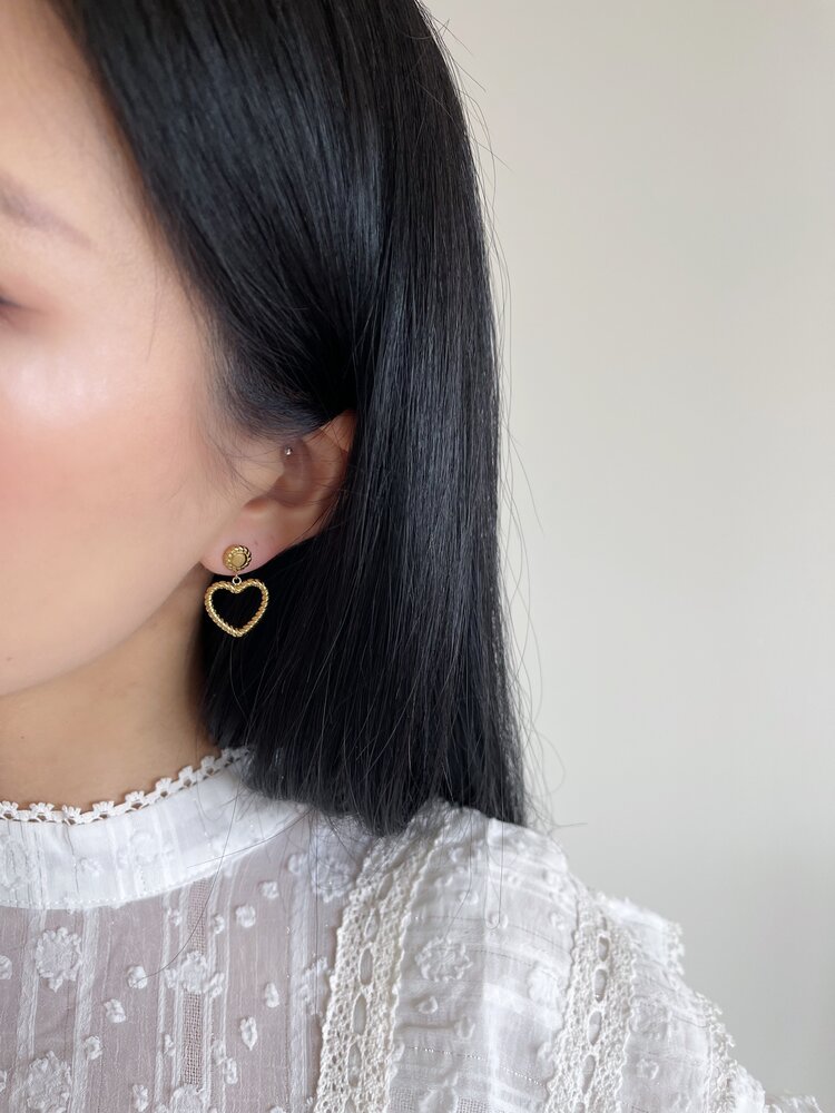 Gold Heart Twist Earrings