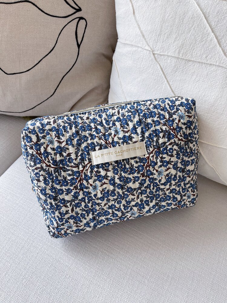 Marly Flower Toiletry Bag / Cream & Navy (Large)