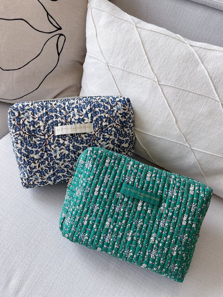 Marly Flower Toiletry Bag / Cream & Navy (Large)