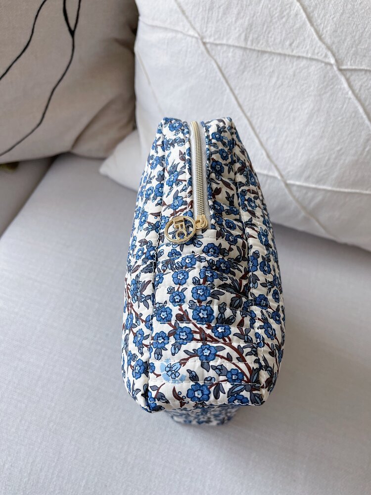 Marly Flower Toiletry Bag / Cream & Navy (Large)