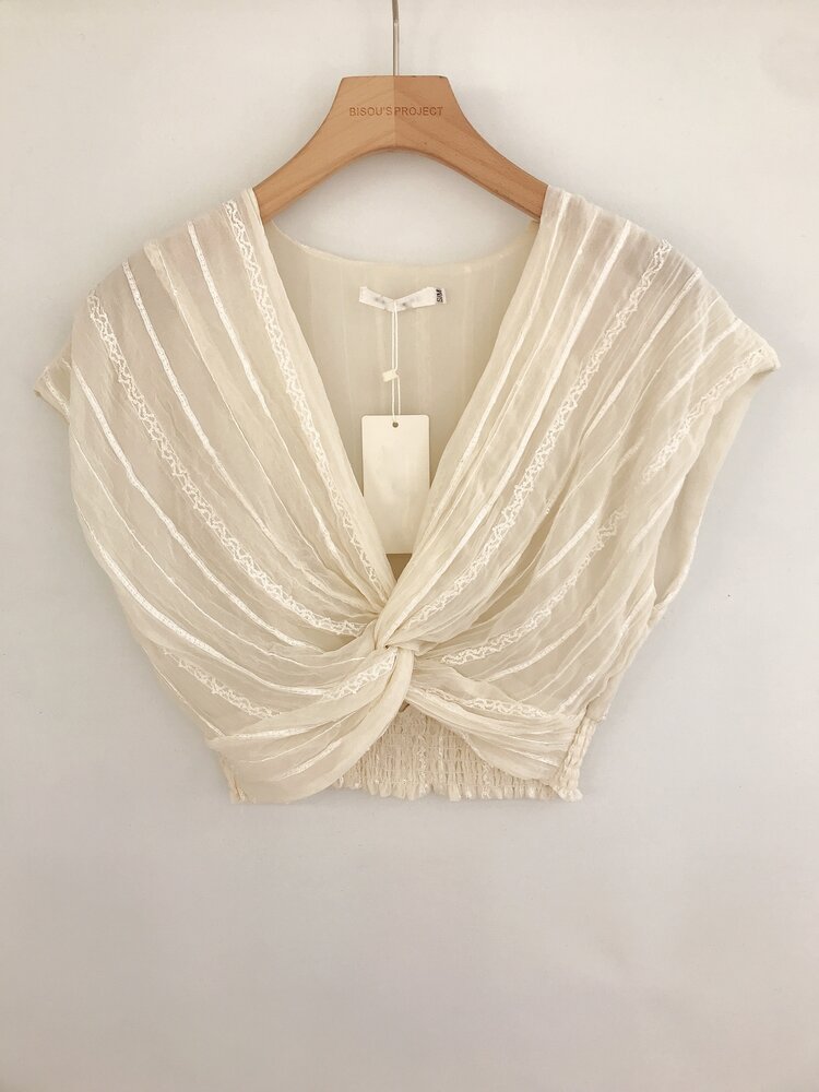 Dotty Knot Crop Top / Cream