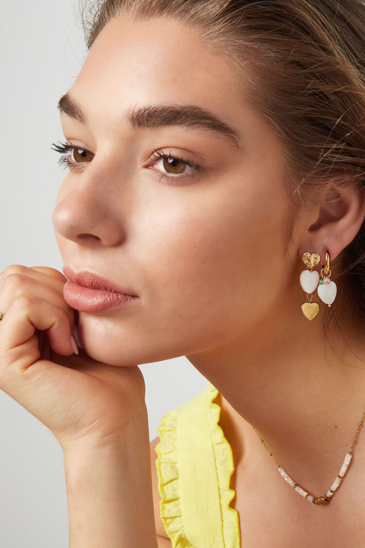 Gold Heart Shell Beads Earrings