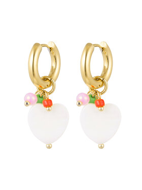 Gold Heart Shell Beads Earrings