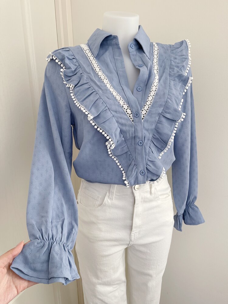 Zarah Embroidered Blouse / Blue