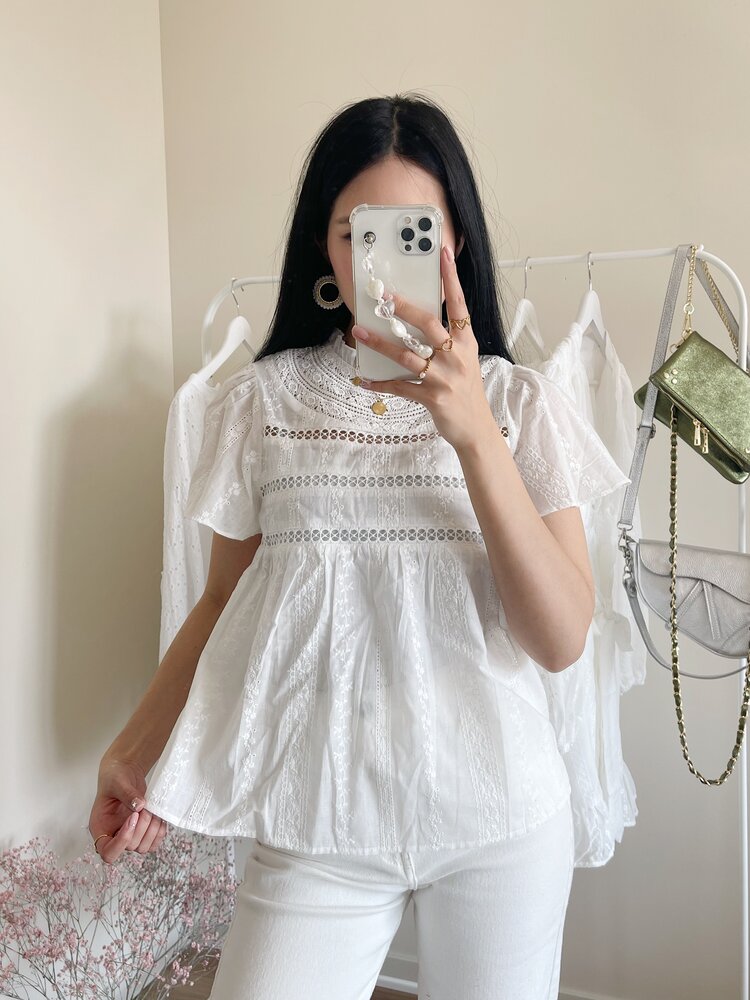 Myra Embroidered Top /  White