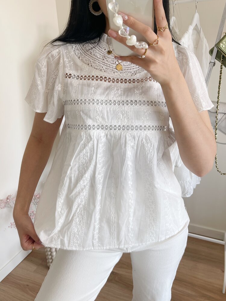 Myra Embroidered Top /  White