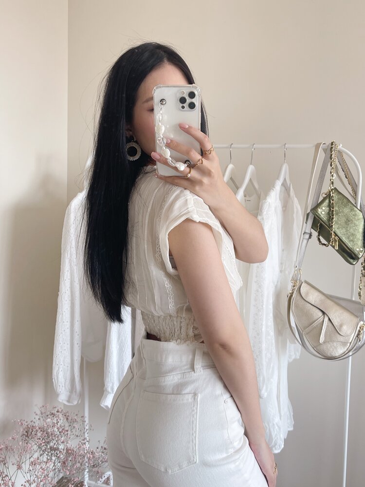 Dotty Knot Crop Top / Cream