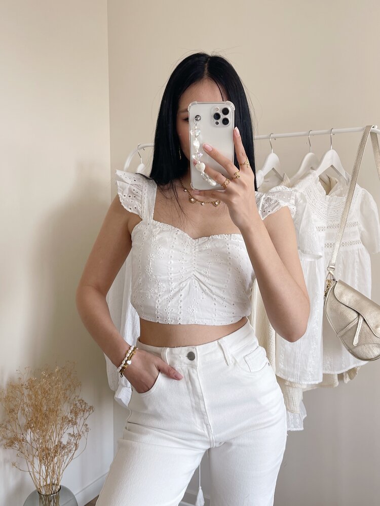 Risa Embroidered Top / White