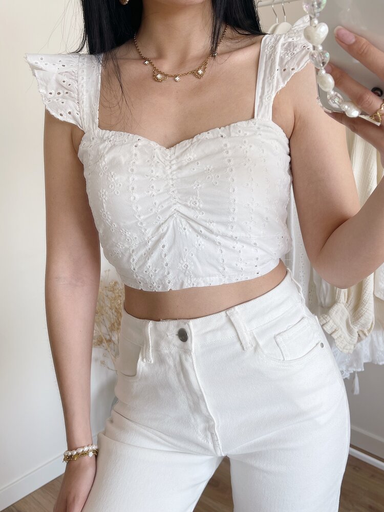 Risa Embroidered Top / White
