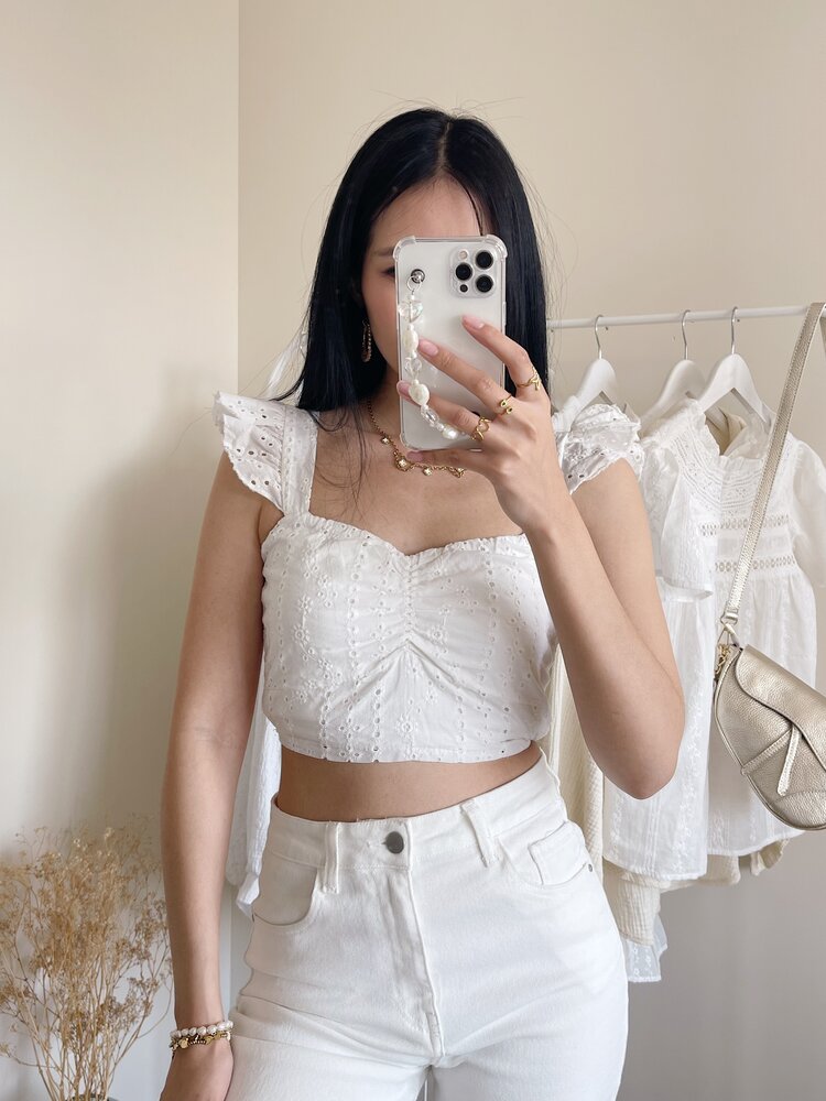Risa Embroidered Top / White