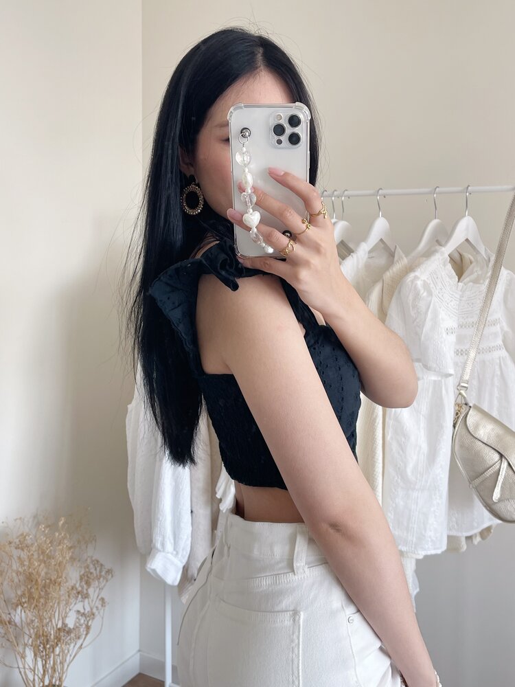 Risa Embroidered Top / Black