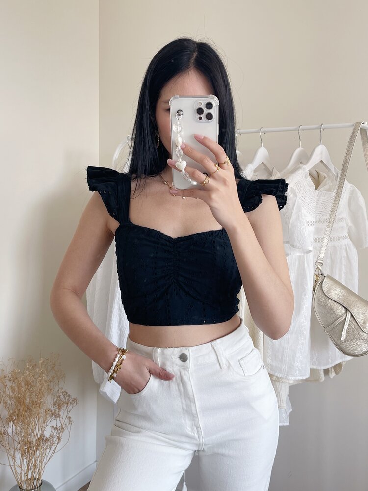 Risa Embroidered Top / Black