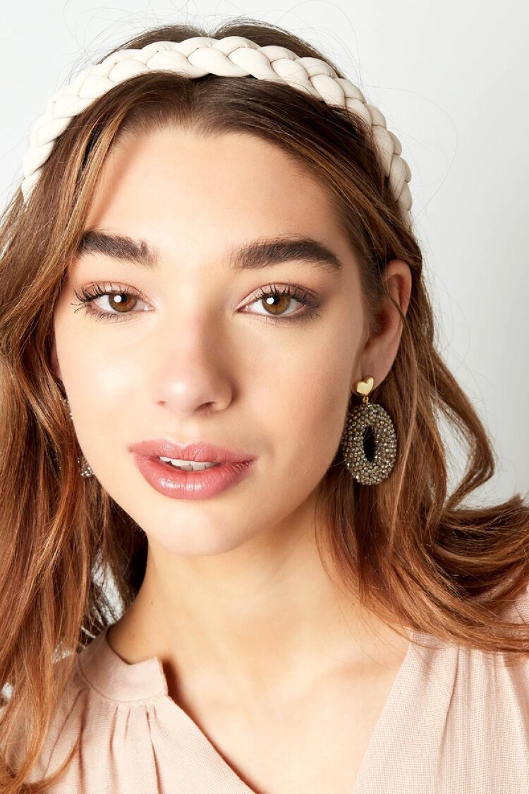 Gold Statement Beads Earrings / Blue