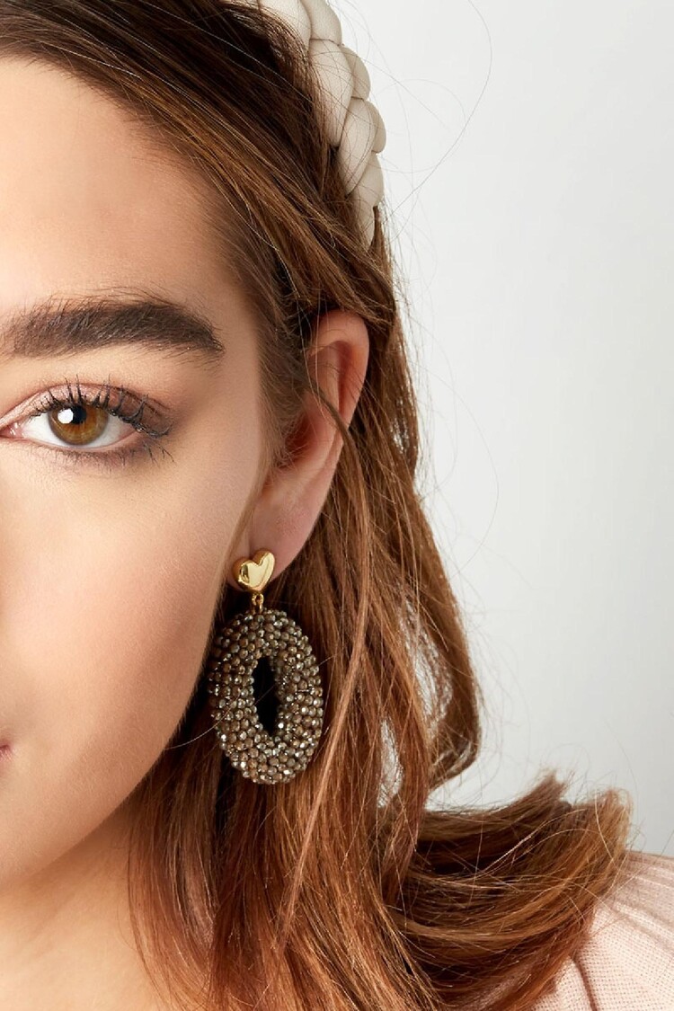 Gold Statement Beads Earrings / Blue