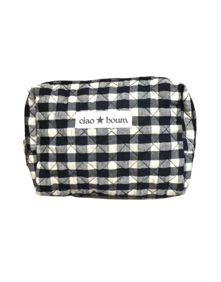 Yumeka Check Toiletry Bag / Black