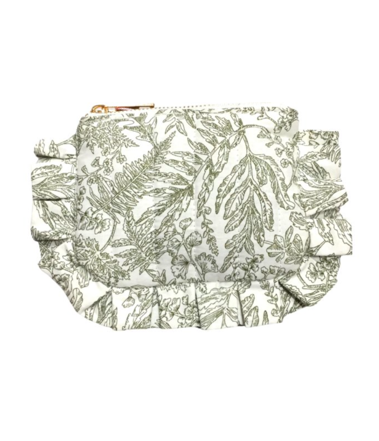 Micha Small Flower Pouch / Green & Cream