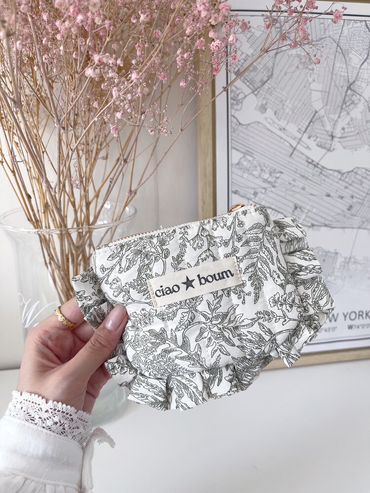 Micha Small Flower Pouch / Green & Cream